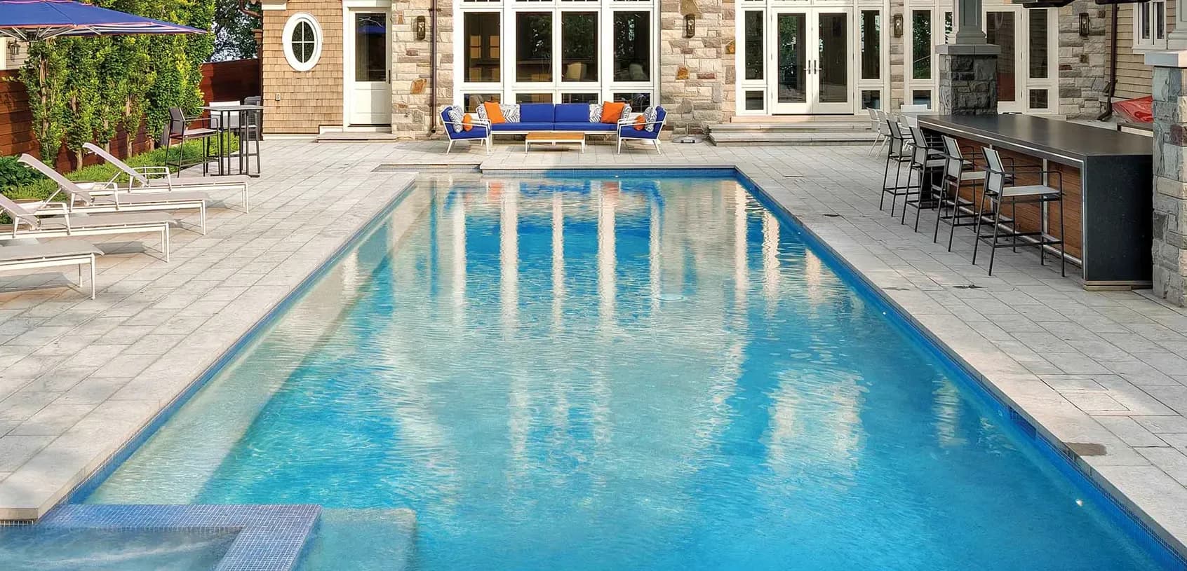 Pool finished in PebbleTec Sky Blue (PTI photography)