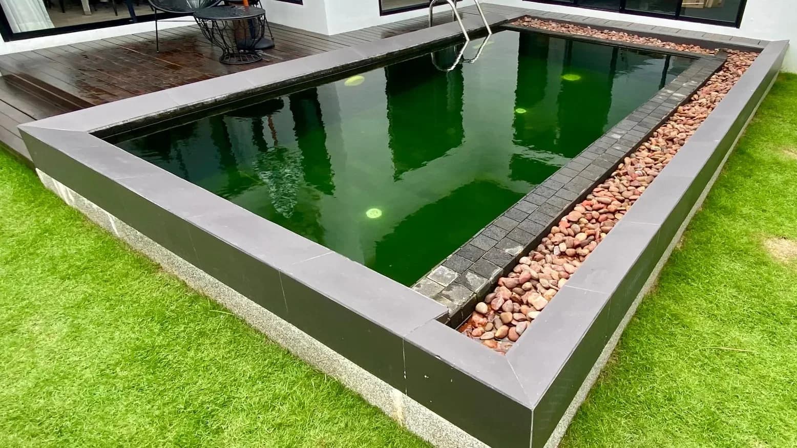 Raised garden pool before renovation