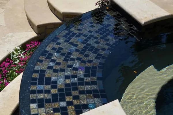 Gold Iridescent Collection · Obsidian — curved spa wall