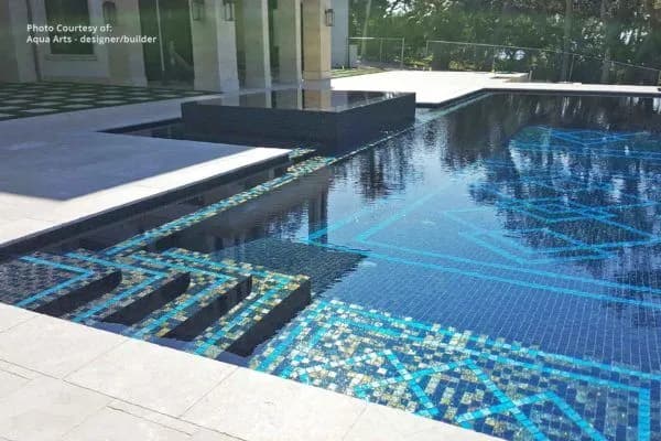 Gold Iridescent Collection · Steel Blue — steps and pool floor