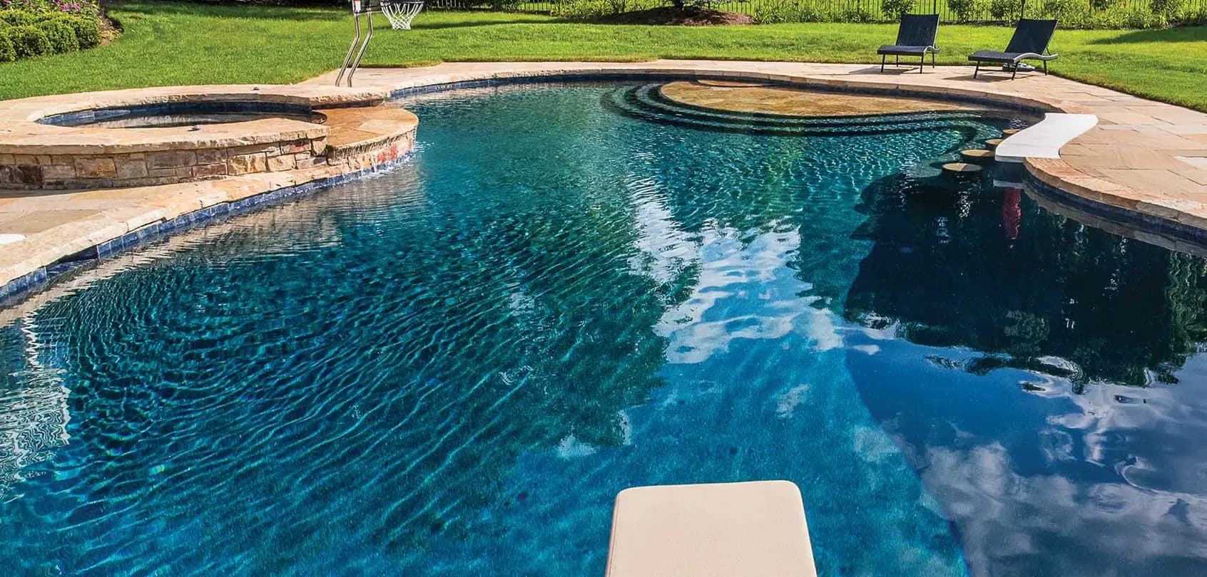 Pool finished in PebbleSheen Ocean Blue (PTI photography)