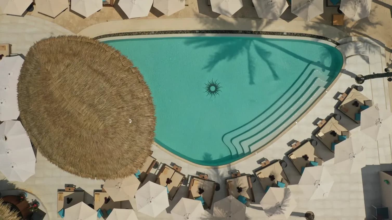 Drone view of the finished Carpe Diem beach club pool
