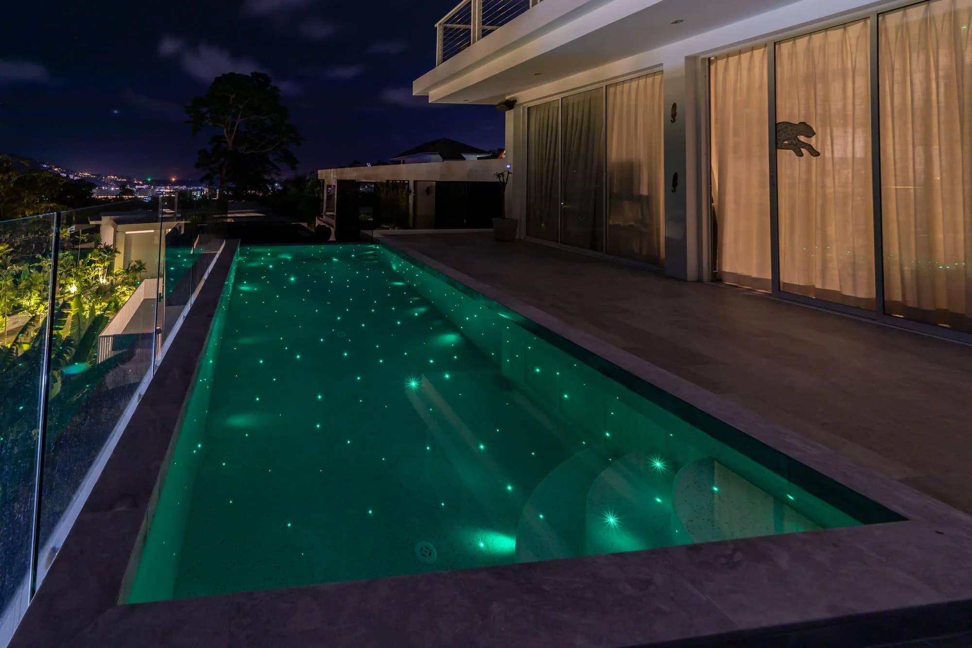 Hillside lap pool and spa